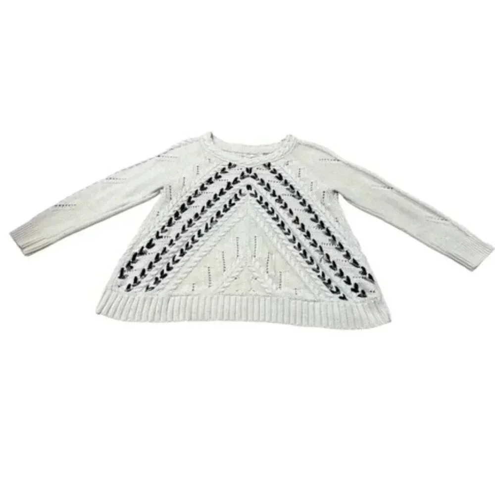 Knitted & Knotted Ribboned Cables Sweater Medium Cable Knit Ribbon Anthropologie - Picture 2 of 11